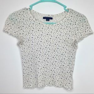 American Eagle Floral Waffle Baby Tee